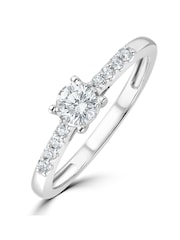 The Diamond Store 9K White Gold White Lab Diamond  0.25ct H/Si Side Stone Engagement Ring - Image 1 of 6