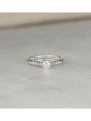The Diamond Store 9K White Gold White Lab Diamond  0.25ct H/Si Side Stone Engagement Ring - Image 3 of 6