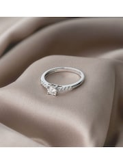 The Diamond Store 9K White Gold White Lab Diamond  0.25ct H/Si Side Stone Engagement Ring - Image 4 of 6