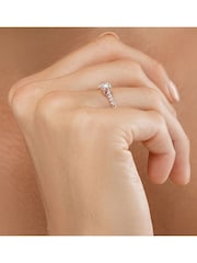 The Diamond Store 9K White Gold White Lab Diamond  0.25ct H/Si Side Stone Engagement Ring - Image 5 of 6