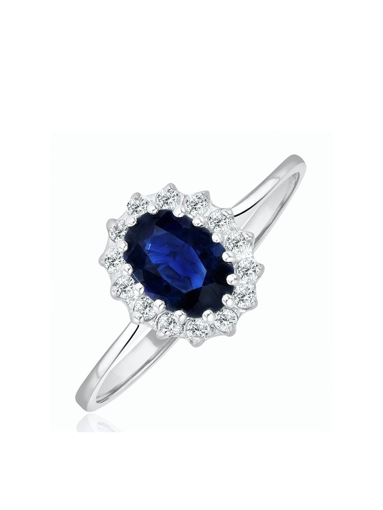 The Diamond Store 9K White Gold 0.95ct Sapphire And Diamond Ring - Image 1 of 6