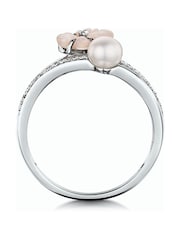 The Diamond Store 9K White Gold 4.5mm Pearl With Shell And Diamond Stellato Ring - Image 4 of 5
