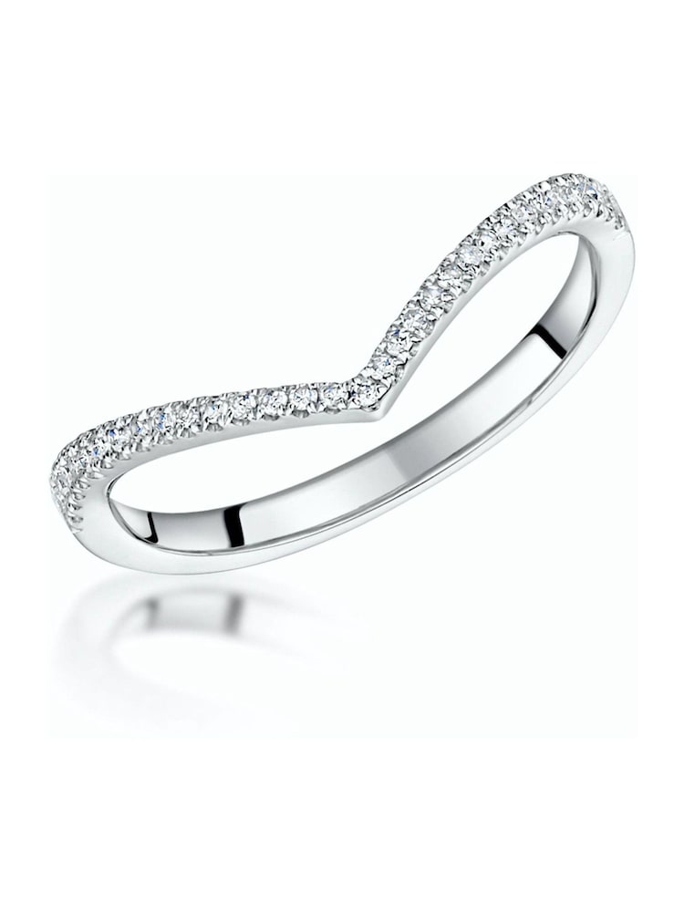 The Diamond Store 9K White Gold Stellato Collection 0.12ct Diamond Wishbone Ring - Image 1 of 5