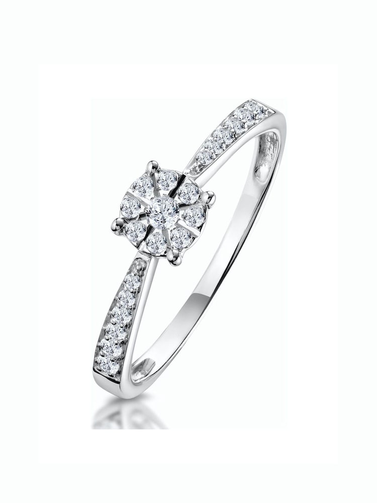 The Diamond Store 9K White Gold 0.20ct Masami Engagement Pave Set Ring - Image 1 of 5
