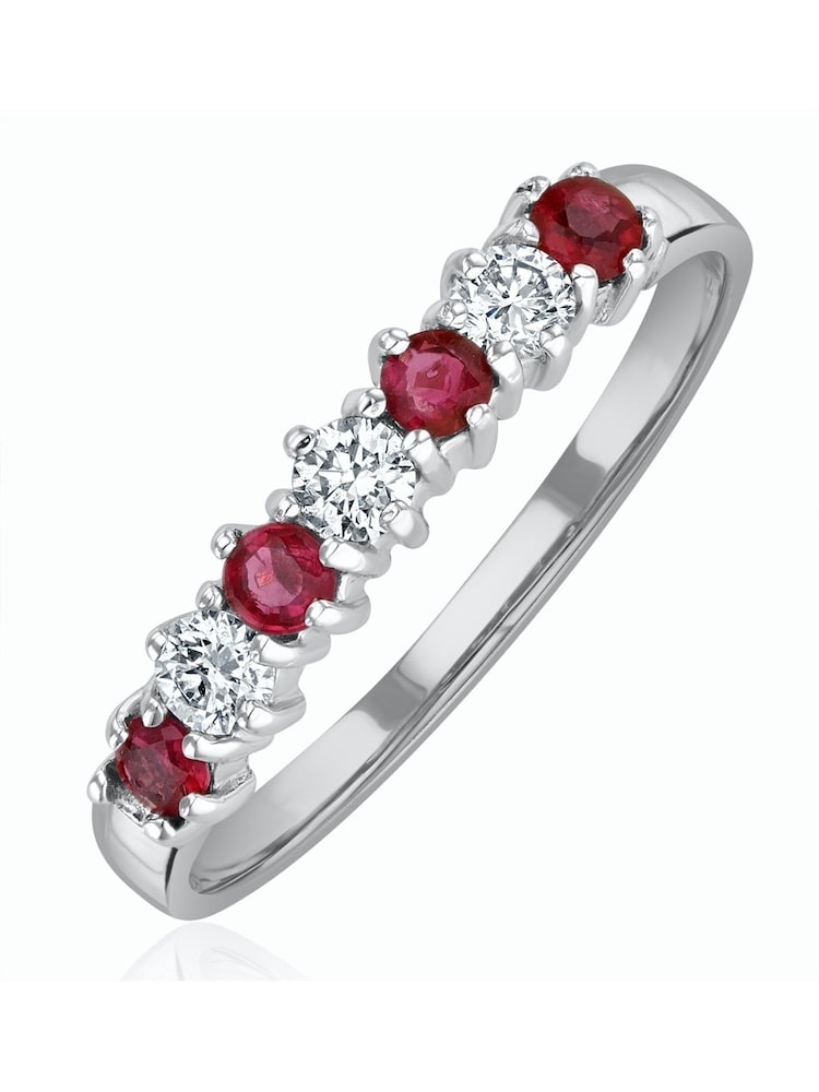 The Diamond Store 9K White Gold Ruby 0.30ct And Diamond Ring - Image 1 of 3