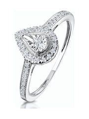 The Diamond Store 9K White Gold 0.15ct Masami Pear Shaped Pave Engagement Ring - Image 1 of 5