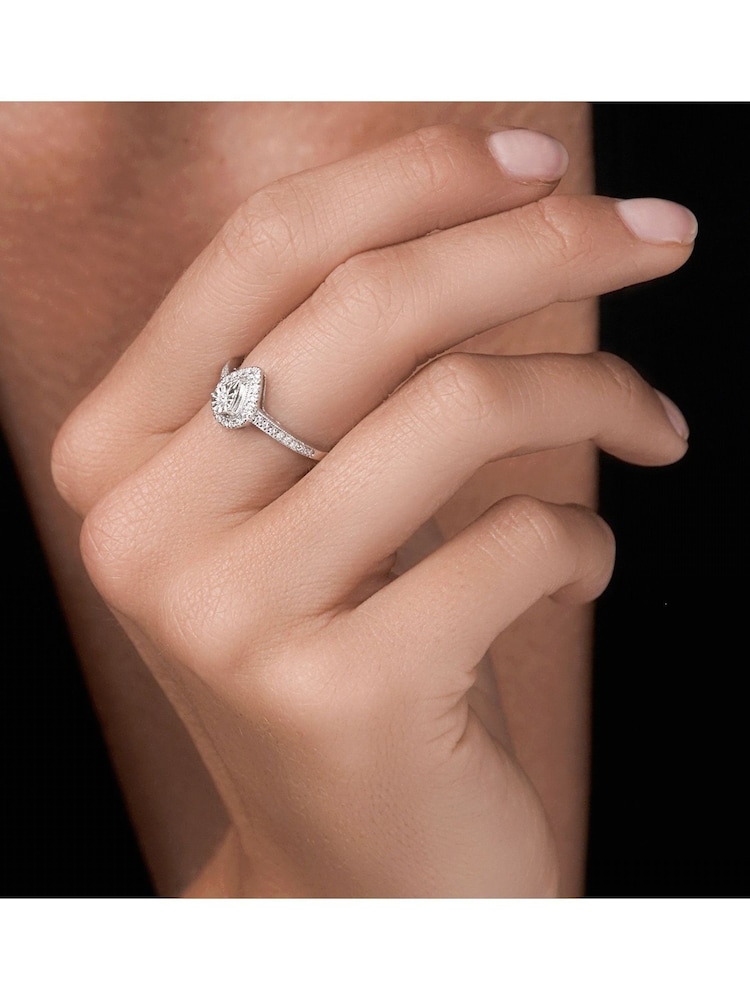 The Diamond Store 9K White Gold 0.15ct Masami Pear Shaped Pave Engagement Ring - Image 5 of 5
