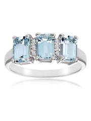 The Diamond Store 9K White Gold Aquamarine Blue 1.65CT And Diamond Ring - Image 3 of 5