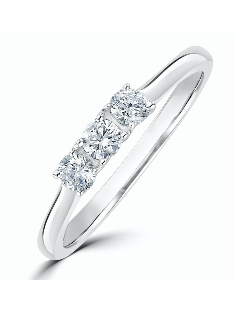 The Diamond Store 9K White Gold 0.25ct H/Si Lab Diamond 3 Stone Trilogy Ring - Image 1 of 6