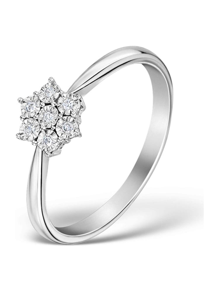 The Diamond Store 9K White Gold 0.04ct Diamond Cluster Ring - Image 1 of 4
