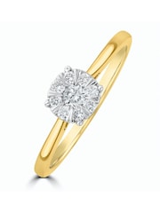 The Diamond Store 9K Yellow Gold 0.25ct H/Si Lab White Diamond Cluster Solitaire Ring - Image 1 of 4