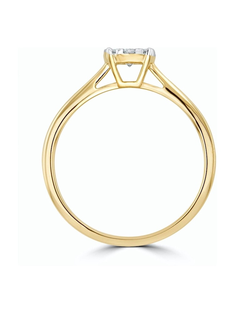 The Diamond Store 9K Yellow Gold 0.25ct H/Si Lab White Diamond Cluster Solitaire Ring - Image 2 of 4