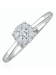 The Diamond Store 925 Silver 0.25ct H/Si Lab White Diamond Cluster Solitaire Ring - Image 1 of 6