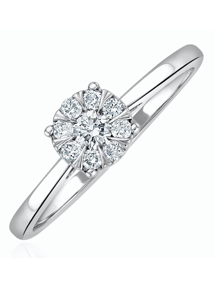 The Diamond Store 925 Silver 0.25ct H/Si Lab White Diamond Cluster Solitaire Ring - Image 1 of 6