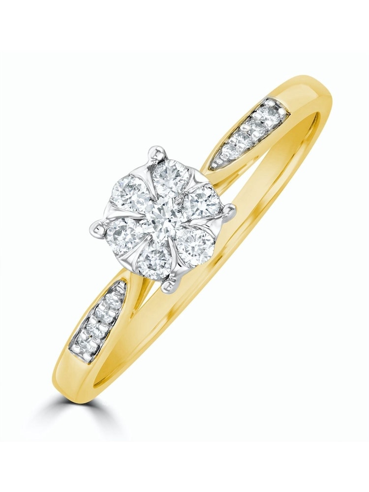 The Diamond Store 9K Yellow Gold 0.25ct H/Si Lab Diamond Engagement Ring With Shoulders - Image 1 of 4