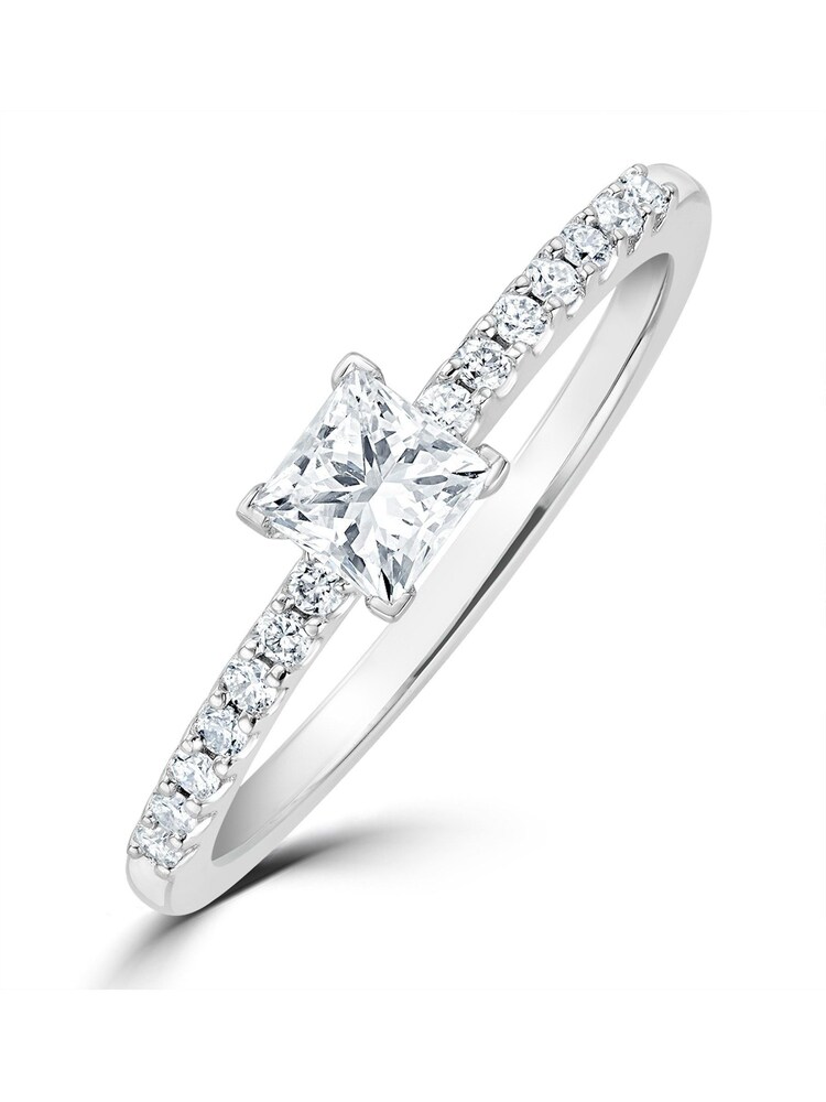 The Diamond Store 9K White Gold Princess Cut 0.25ct H/Si Lab Diamond Engagement Ring - Image 1 of 6