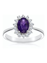 The Diamond Store 9K White Gold Amethyst 0.70ct And Diamond Ring - Image 2 of 4