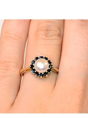 The Diamond Store 9K Gold Pearl And Sapphire Ring - Image 4 of 5