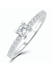 The Diamond Store 9K White Gold 0.50ct H/Si Princess Cut Lab Diamond Engagement Ring - Image 1 of 6