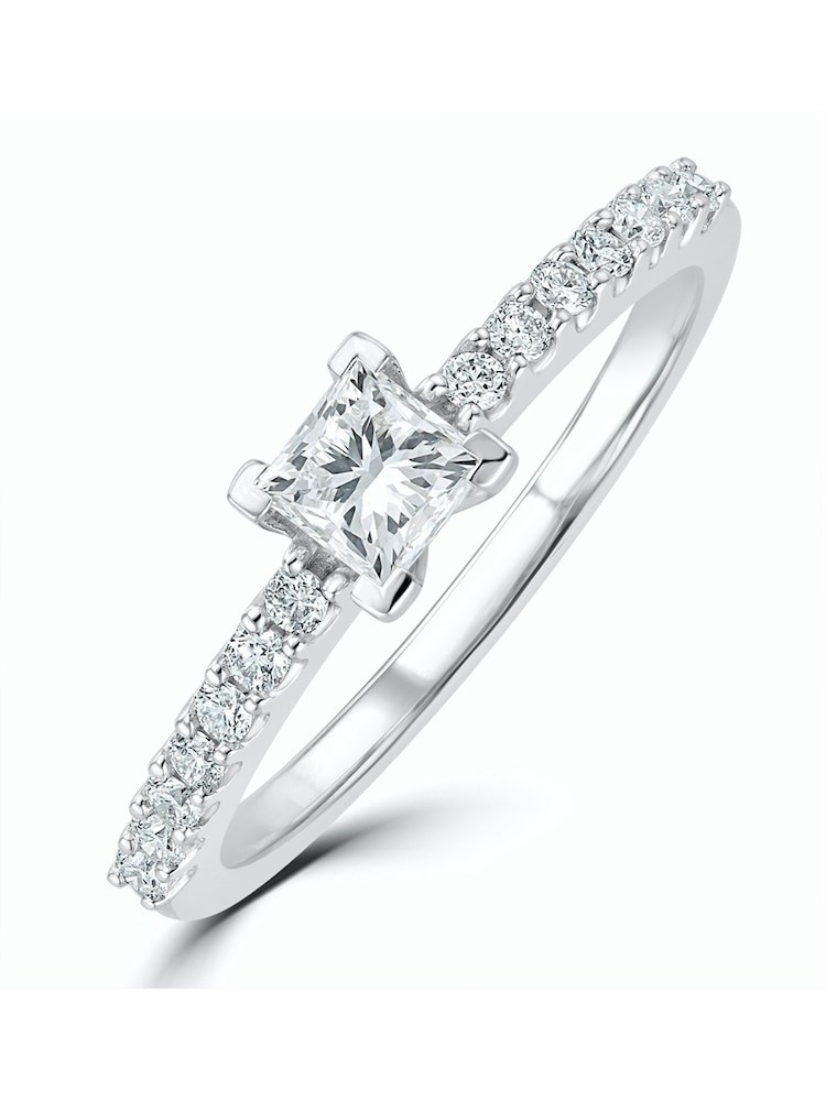 The Diamond Store 9K White Gold 0.50ct H/Si Princess Cut Lab Diamond Engagement Ring - Image 1 of 6