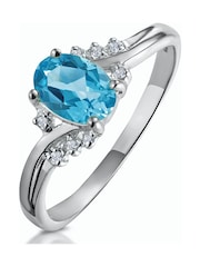 The Diamond Store 9K White Gold 0.94ct Blue Topaz and Diamond Ring - Image 1 of 5