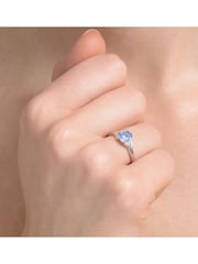 The Diamond Store 9K White Gold 0.94ct Blue Topaz and Diamond Ring - Image 4 of 5