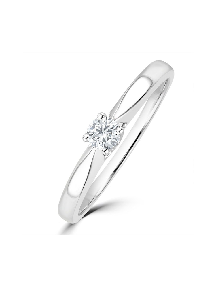 The Diamond Store 925 Silver Tapered Design Lab Diamond 0.15ct H/Si Engagement Ring - Image 1 of 5