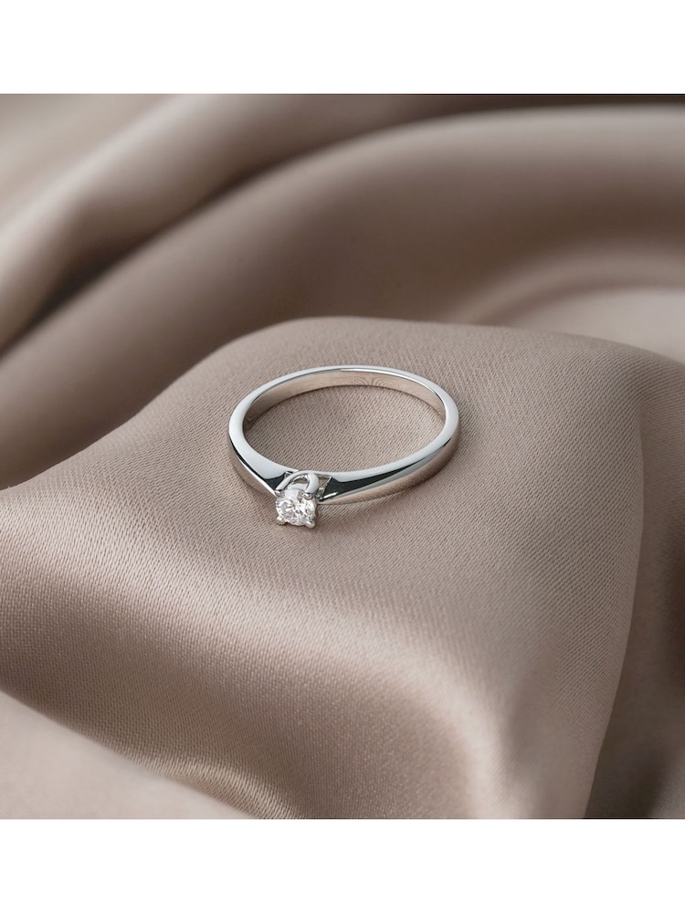 The Diamond Store 925 Silver Tapered Design Lab Diamond 0.15ct H/Si Engagement Ring - Image 2 of 5