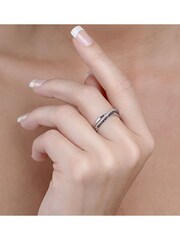 The Diamond Store 9K White Gold Black 0.09ct And Diamond Crossover Ring - Image 3 of 4