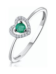 The Diamond Store 9K White Gold Green Emerald and Diamond Stellato Heart Ring - Image 1 of 4
