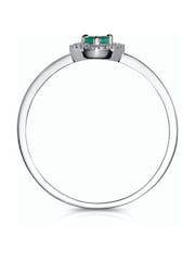 The Diamond Store 9K White Gold Green Emerald and Diamond Stellato Heart Ring - Image 2 of 4