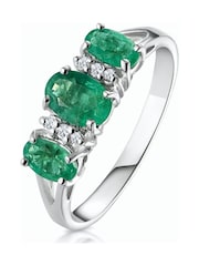 The Diamond Store 9K White Gold Emerald 1.06ct And Diamond Ring - Image 1 of 5