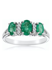 The Diamond Store 9K White Gold Emerald 1.06ct And Diamond Ring - Image 3 of 5
