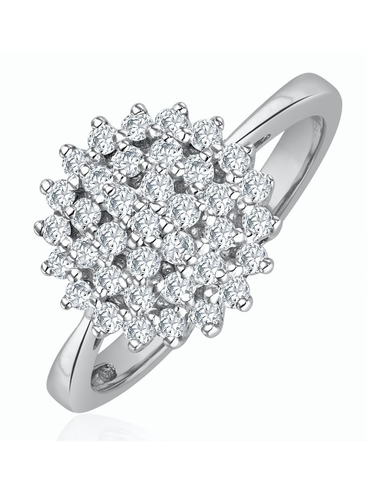The Diamond Store 9K White Gold 0.50ct White Diamond Cluster Ring - Image 1 of 5