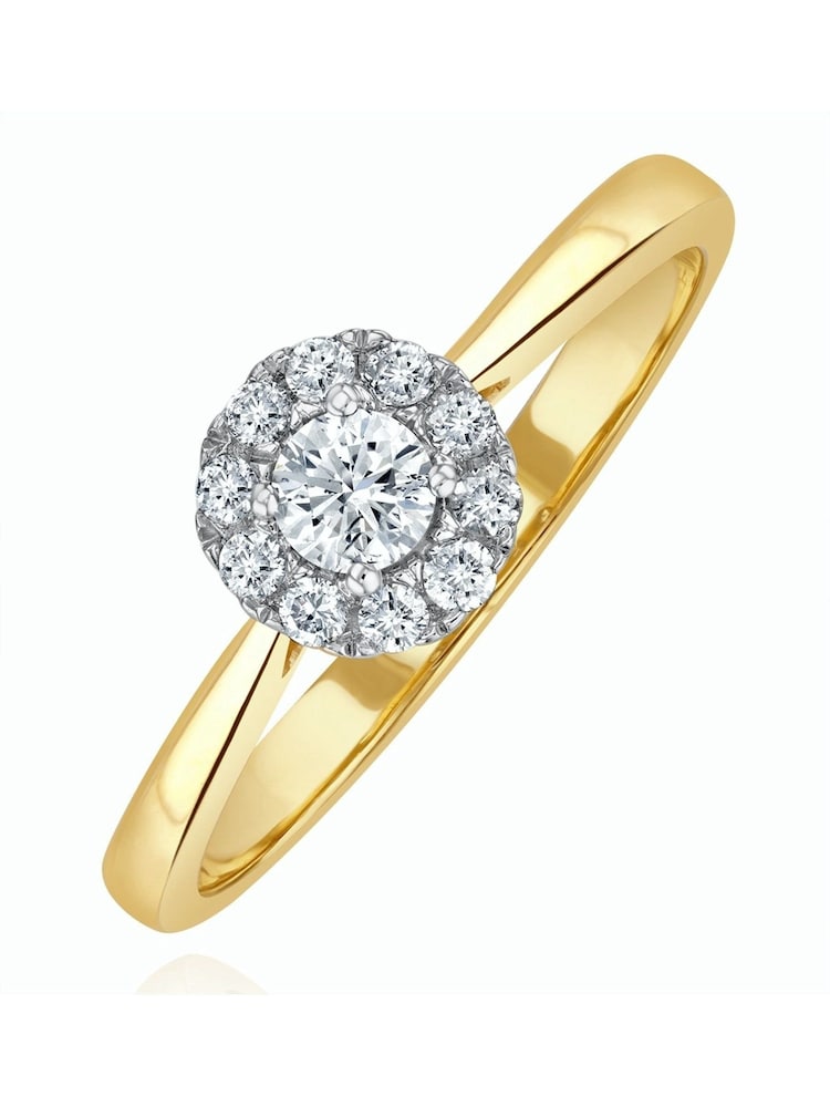 The Diamond Store 9K Yellow Gold 0.25ct H/Si Lab White Diamond Halo Engagement Ring - Image 1 of 5