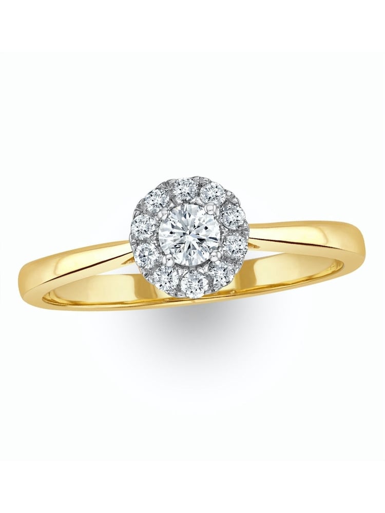 The Diamond Store 9K Yellow Gold 0.25ct H/Si Lab White Diamond Halo Engagement Ring - Image 2 of 5