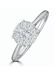 The Diamond Store 9K White Gold 0.50ct H/Si Lab Diamond Cluster Solitaire Ring - Image 1 of 5