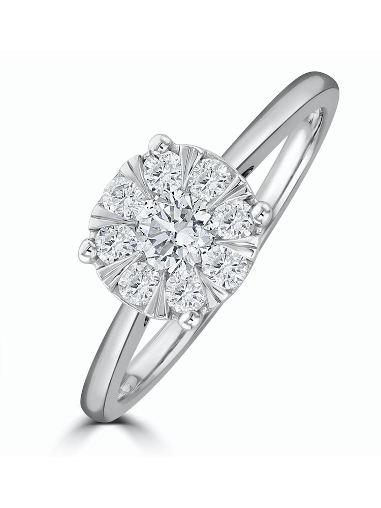 The Diamond Store 9K White Gold 0.50ct H/Si Lab Diamond Cluster Solitaire Ring - Image 1 of 5