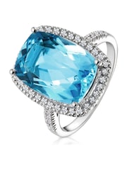 The Diamond Store 9K White Gold Blue Topaz 6.83CT And Diamond Ring - Image 1 of 5