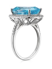 The Diamond Store 9K White Gold Blue Topaz 6.83CT And Diamond Ring - Image 3 of 5