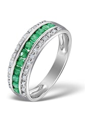 The Diamond Store 9K White Gold 0.56ct Emerald And Diamond Eternity Ring - Image 3 of 5