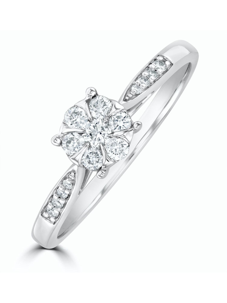 The Diamond Store 9K White 0.25ct H/Si Lab Diamond Engagement Ring With Shoulders - Image 1 of 4