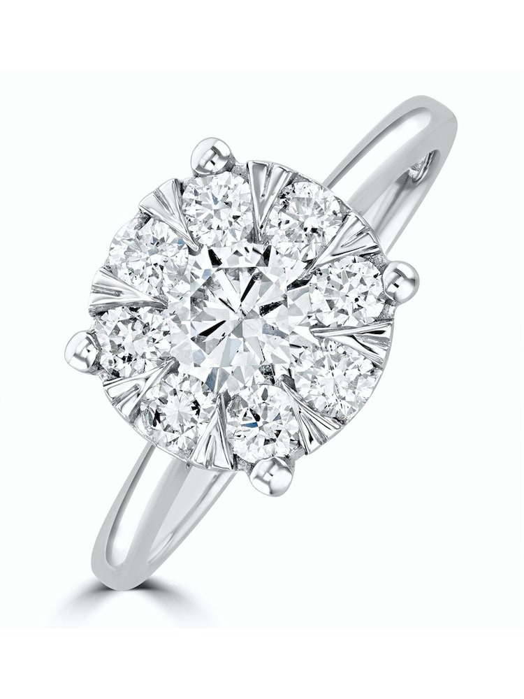The Diamond Store 9K White Gold 1 Carat H/Si Lab Diamond Cluster Solitaire Ring - Image 1 of 5