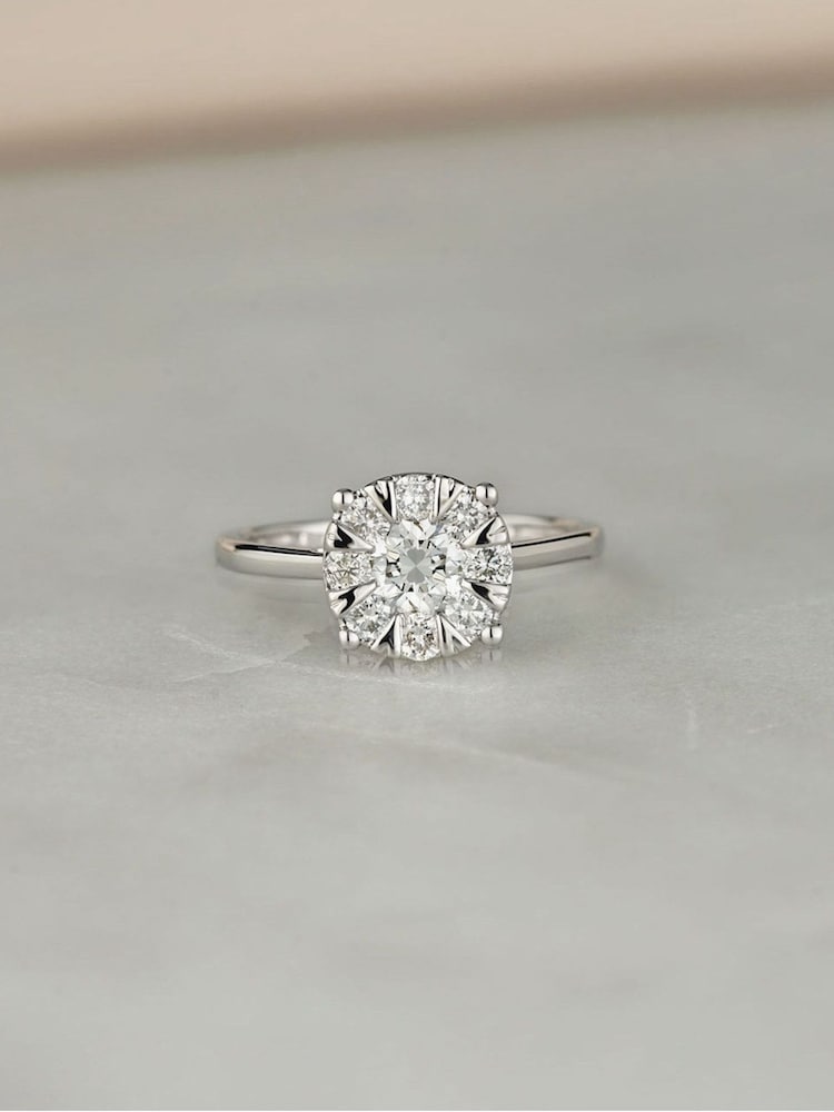 The Diamond Store 9K White Gold 1 Carat H/Si Lab Diamond Cluster Solitaire Ring - Image 5 of 5