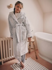 Grey Soft Touch Fleece Longer Length Dressing Gown (7-16yrs) - Image 1 of 9