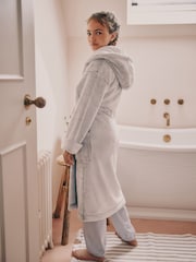 Grey Soft Touch Fleece Longer Length Dressing Gown (7-16yrs) - Image 2 of 9