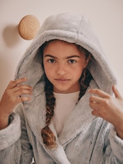 Grey Soft Touch Fleece Longer Length Dressing Gown (7-16yrs) - Image 3 of 9