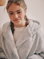 Grey Soft Touch Fleece Longer Length Dressing Gown (7-16yrs) - Image 4 of 9