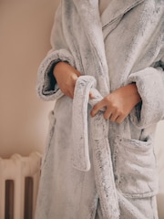 Grey Soft Touch Fleece Longer Length Dressing Gown (7-16yrs) - Image 5 of 9