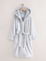 Grey Soft Touch Fleece Longer Length Dressing Gown (7-16yrs) - Image 6 of 9
